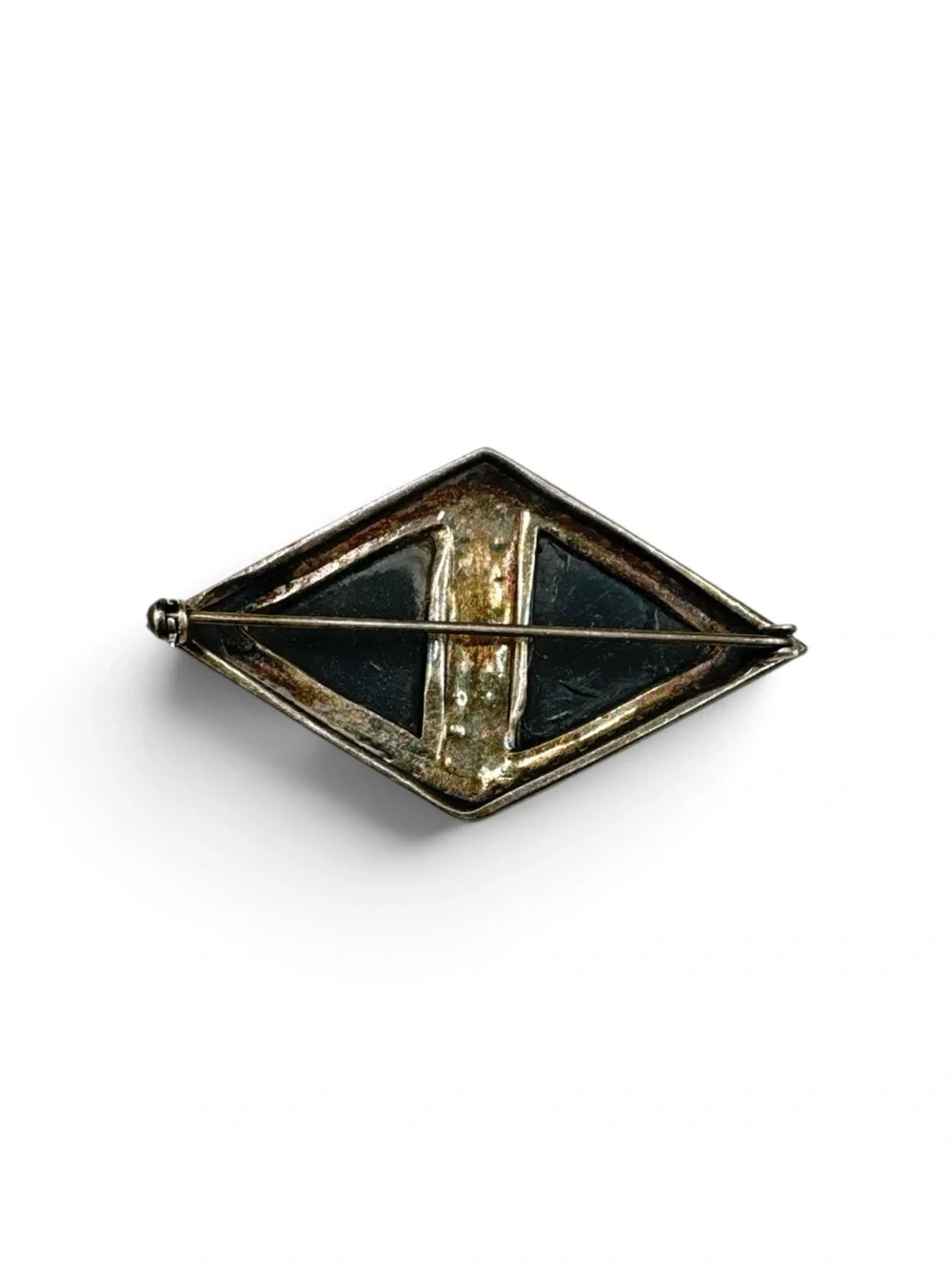 Vintage Sterling Silver Black Onyx Marcasite Brooch 2.25” Art Deco Sterling